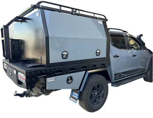 E5 - 4x4 Premium Tray + 1500mm Canopy (Roof Rack, Jerry Can, Tyre Holder, Ladder, Undertrays) by Eureka Canopies in Melbourne
