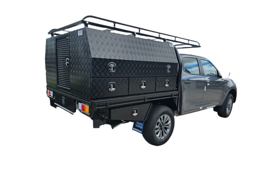 E7 - Tradie Tray + x2 - 1750mm Toolboxes (Roof Rack, Gate, Undertrays) by Eureka Canopies in Melbourne