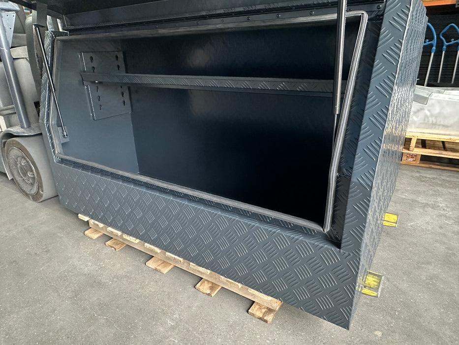 1500 x 550 x 860mm Checker Plate Half Door Toolbox Charcoal