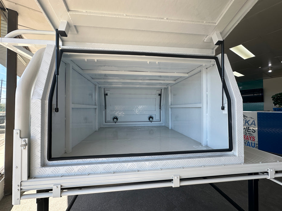 1400 x 1800 x 860mm Canopy + 1800mm Roof Rack - Checker Plate White by Eureka Canopies in Melbourne
