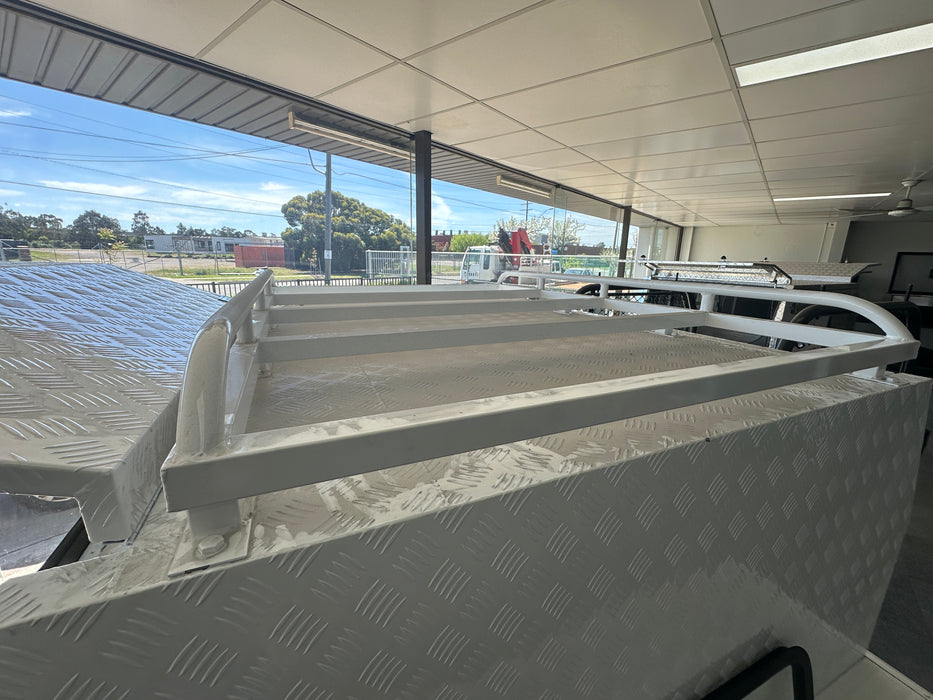 1400 x 1800 x 860mm Canopy + 1800mm Roof Rack - Checker Plate White by Eureka Canopies in Melbourne