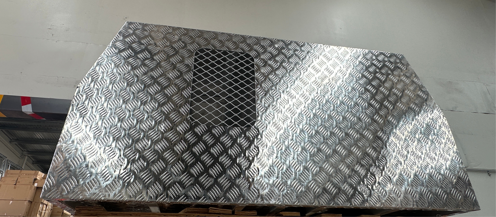1400 x 1800 x 860mm Dog Box - Checker Plate (POWDERCOATING AVAILABLE) by Eureka Canopies in Melbourne