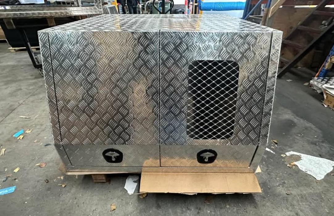 1400 x 1820 x 895mm Dog Box - Checker Plate (POWDERCOATING AVAILABLE) by Eureka Canopies in Melbourne