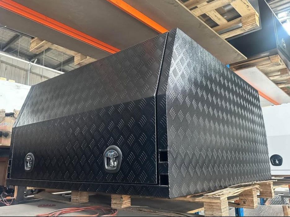 1550 x 1800 x 860mm Lift off 2 Door - Checker Plate Black by Eureka Canopies in Melbourne
