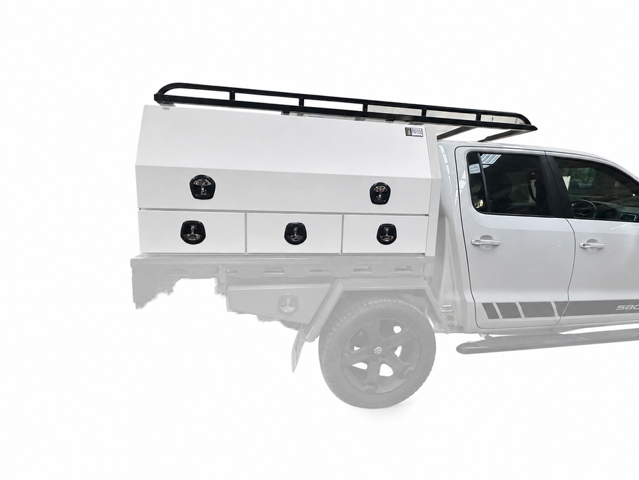E11 - x2 - 1750mm Toolboxes + Roof Rack, Gate