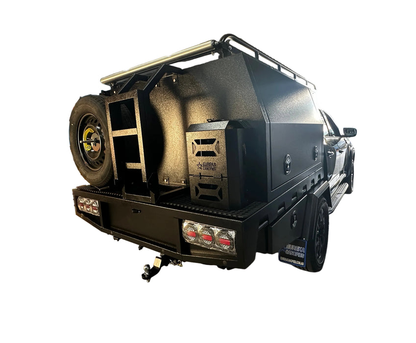 E5 - 4x4 Premium Tray + 1500mm Canopy + Roof Rack, Jerry Can, Tyre Holder, Ladder, Undertrays