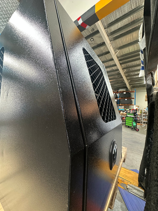 700 x 1830 x 860mm Dog Box - Flat Plate Black by Eureka Canopies in Melbourne