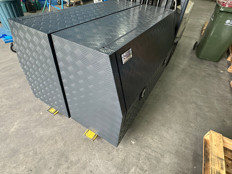 1500 x 550 x 860mm Checker Plate Half Door Toolbox Charcoal