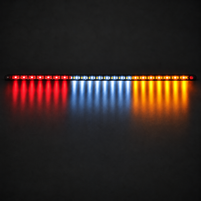 12V LED Strip Light 300 / 600mm Dimmable Tri Colour White/Red/Amber IP68 Waterproof Dynamic