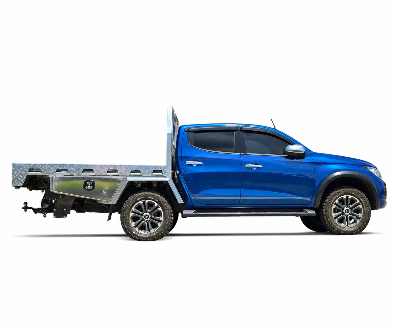 Premium 4x4 off road ute tray made from 3mm checker plate aluminium. Shown in its raw un-powder coated form.