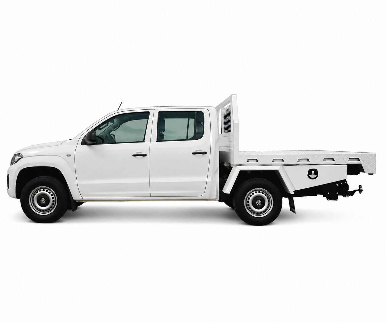 Highlighting a white powder coated aluminium tray by Eureka Canopies. This is the premium 4x4 off road tray.