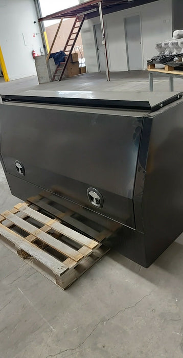 1600 x 500 x 860mm Flat Plate Half Door Toolbox with shelf - Black