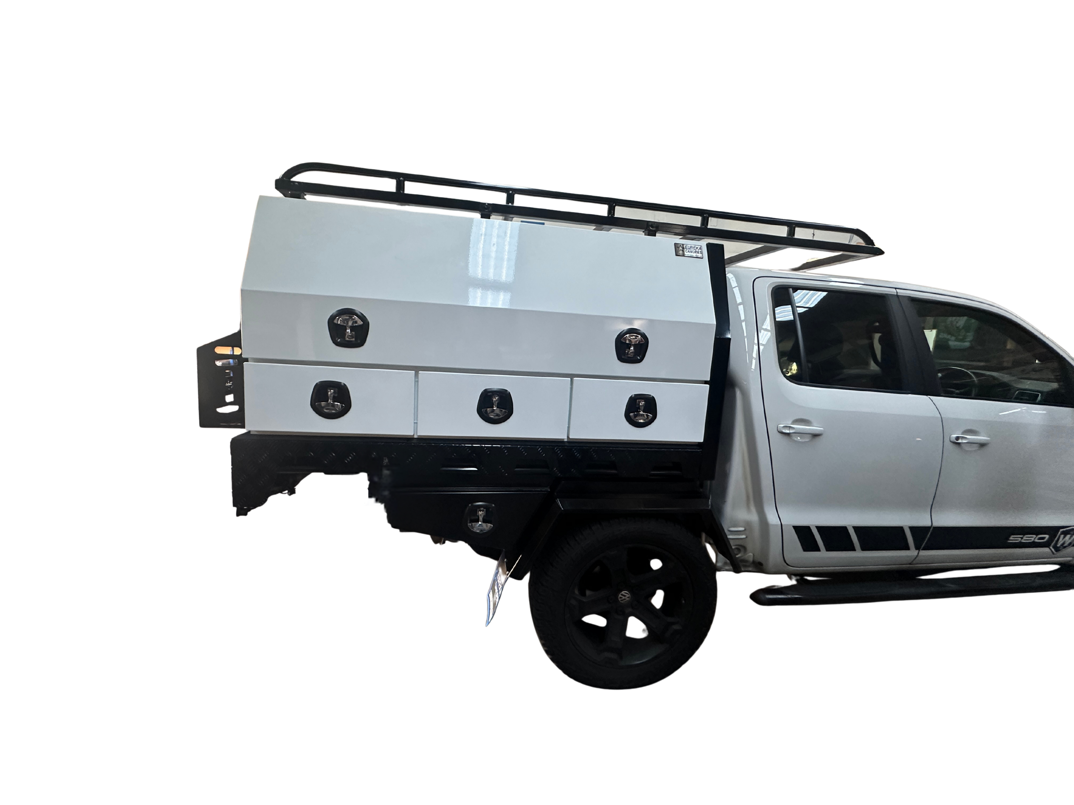 E6 - 4x4 Premium Tray + x2 - 1750mm Toolboxes + Roof Rack, Gate, Under ...